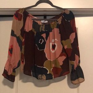 Off the shoulder sheer floral crop top